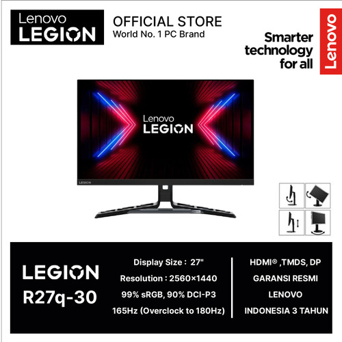 [EZO.2400155] Lenovo Legion R27q-30 GAMING MONITOR 27 QHD 180HZ IPS 99% SRGB