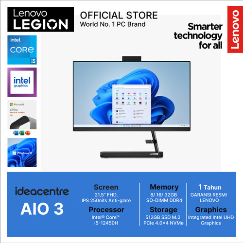 [EZO.2000019] Lenovo IdeaCentre AIO 3 22IAP7 Core i5-12450H 8GB 512GB SSD W11+OHS