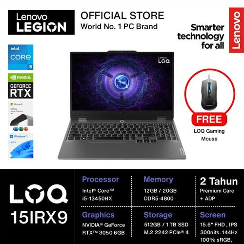 [EZO.2400183] LENOVO  LOQ 15IRX9 I5 13450HX RTX3050 6GB/ 12GB 512GB W11+OHS