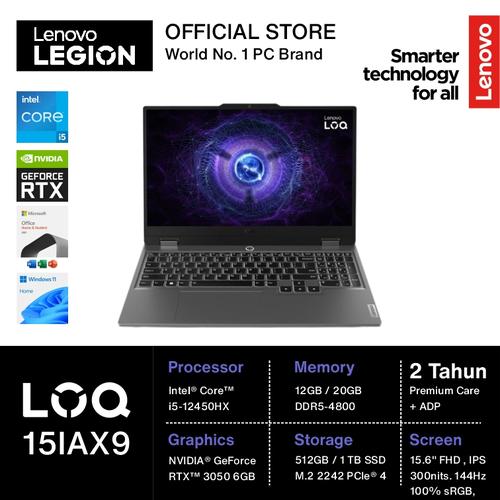 [EZO.2400184] LENOVO LOQ 15IAX9 I5 12450HX RTX3050 6GB/ 12GB 512GB W11