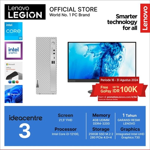 Lenovo IdeaCentre 3 07IAB7 I3 12100 8GB 512GB W11+OHS
