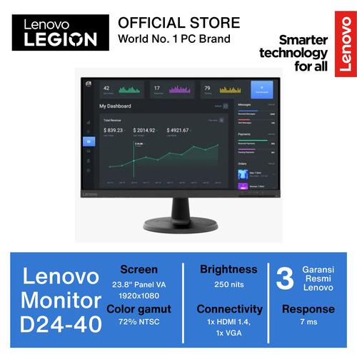[EZO.2400187] Monitor LED LENOVO D24-40 23.8" FHD (1920x1080) 16:9 75Hz 72% NTSC