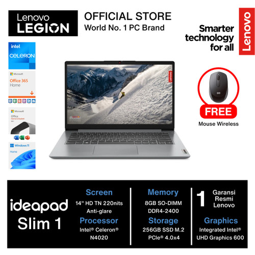 [EZO.2400188] Lenovo Ideapad Slim 1 14IGL7 Celeron N4020 8GB 256GB W11