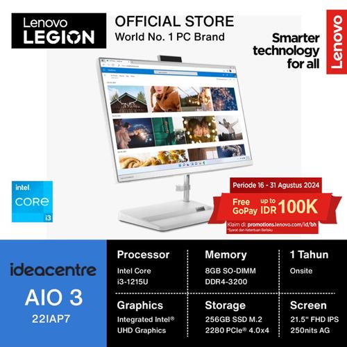 [EZO.2400197] Lenovo IdeaCentre AIO 3 22IAP7 Core i3-1215U 8GB 256GB W11 OHS