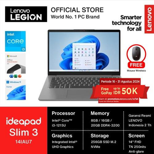 [EZO.2400199] LENOVO IdeaPad Slim 3 14IAU7 i3-1215U 256GB 14" FHD Intel UHD W11 OHS