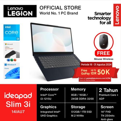 [EZO.2400215] Lenovo Ideapad Slim 3i 14 i3 1215U 8GB 512SSD W11+OHS 14.0FHD 2YR