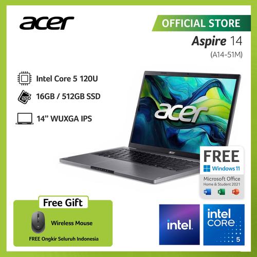 [EZO.2100112] Acer Aspire 14 A14-51M-5296 Intel Core 5 120U Intel Graphics (80 EU) 16GB RAM 512GB SSD