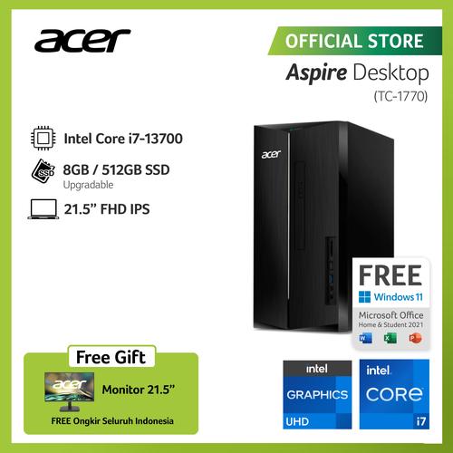 [EZO.2100059] Acer Aspire Desktop PC TC-1770 Intel Core  I7-13700 Intel UHD Graphics 8GB RAM 512GB SSD W11