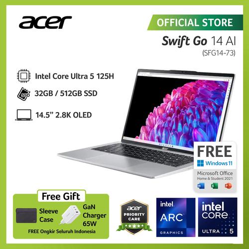 [EZO.2100061] Acer Swift Go 14 With AI SFG14-73-56A7 14" OLED Intel Core Ultra 5 125H EVO Intel Arc 32GB RAM 512GB SSD