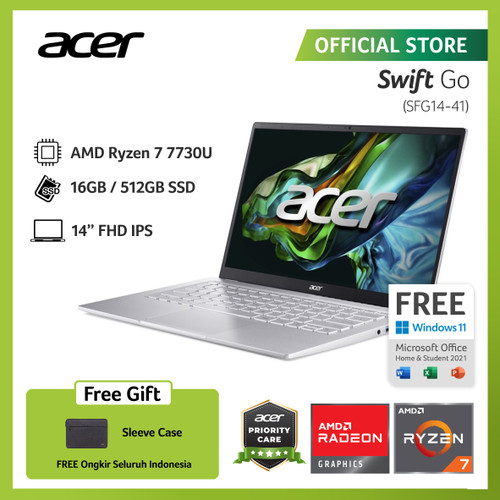 [EZO.2100144] ACER SWIFT GO SFG14-41-R3ZH 14" FHD R7-7730 RAM 16G ROM 512G SSD W11