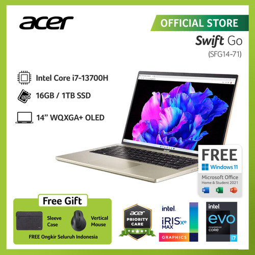 [EZO.2100159] ACER SWIFT GO 14 OLED SFG14-71-76DC 14 INTEL GEN 13 i7-13700H 16GB 1TB