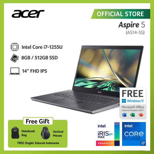 [EZO.2100228] ACER LAPTOP ASPIRE 5 A514-55-74ZR 14" INTEL GEN12 i7-1255U 8GB 512GB