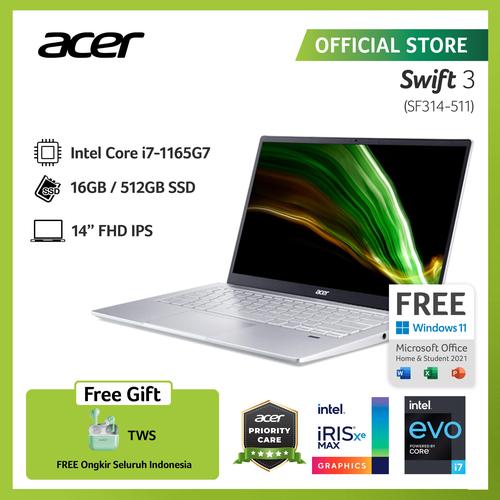 [EZO.2100292] ACER SF314-511-76QK [14"FHD/i7-1165G7/16G/512G/W11/EVO/SIL]NX.ABNSN00D