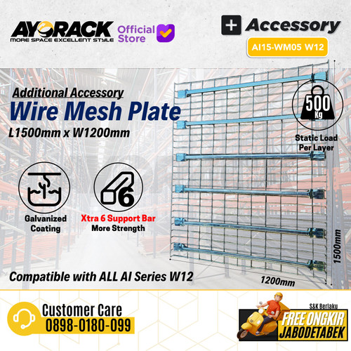 [EZO.8800046] AYORACK AI15-WM05 W12 HEAVY DUTY RACK WIRE MESH SHELF 500KG - SHELVING AMBALAN RAK GUDANG BESI 150CM LEBAR 120CM