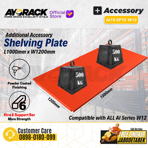 AYORACK AI15-SP10 W12 HEAVY DUTY RACK SHELF PLATE 500KG - SHELVING AMBALAN RAK GUDANG BESI 100CM LEBAR 120CM