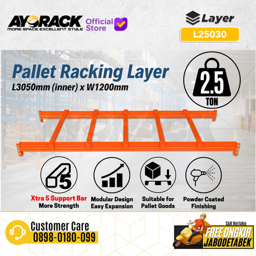 AYORACK L25030 LAYER PALLET RACKING 2.5 TON - AMBALAN RAK GUDANG PALET 3050MM