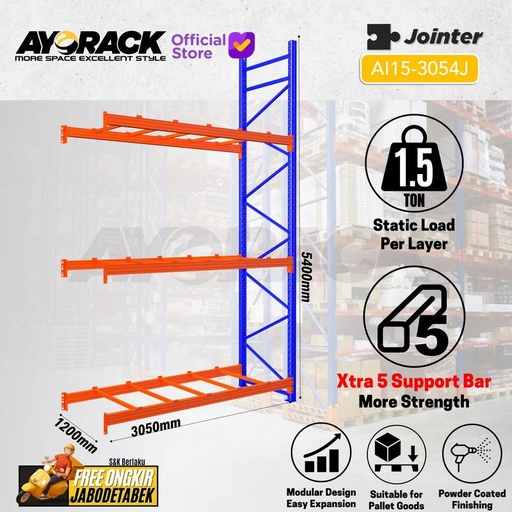 [EZO.8800052] AYORACK PALLET RACKING 1.5 TON AI15-3054J JOINTER RAK GUDANG HEAVY DUTY 5.4 METER