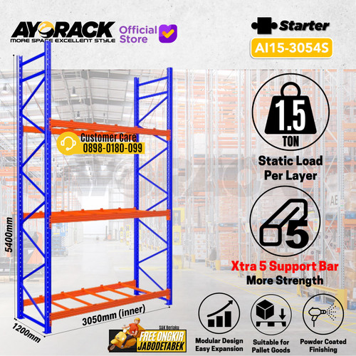 AYORACK PALLET RACKING 1.5 TON AI15-3054S RAK GUDANG HEAVY DUTY 5.4 METER