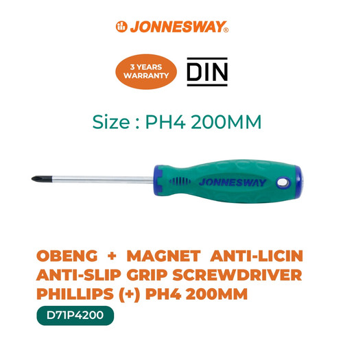 [D71P4200] SCREWDRIVER GRIP ANTI SLIP-PHILLIPS (+) (UKURAN : PH4) (D71P4200)