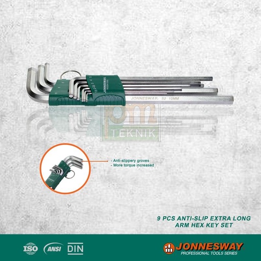 [H03SA109S] 9 PCS ANTI-SLIP EXTRA LONG ARM HEX KEY SET (MM) (H03SA109S)