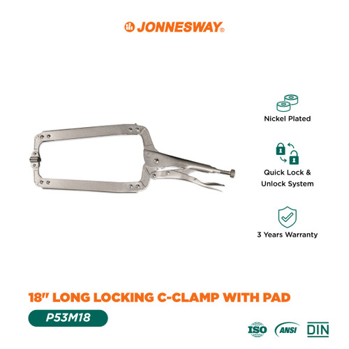 [P53M18] 18" LONG LOCKING C-CLAMP WITH PAD ( P53M18 )