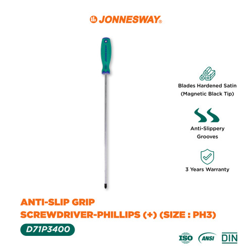 [D71P3400] ANTI-SLIP GRIP SCREWDRIVER-PHILLIPS (+) (SIZE : PH3 ) (D71P3400)