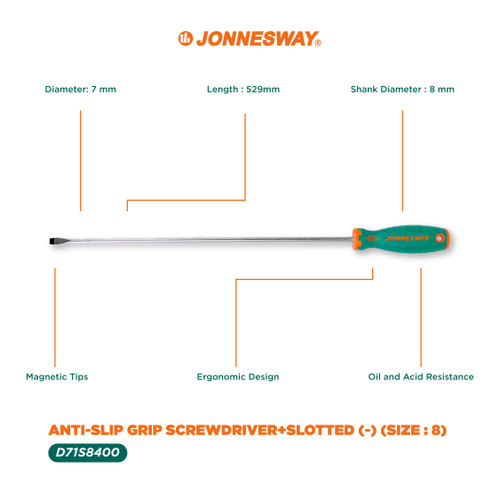 [D71S8400] ANTI-SLIP GRIP SCREWDRIVER+SLOTTED (-) (SIZE : 8 ) (D71S8400)