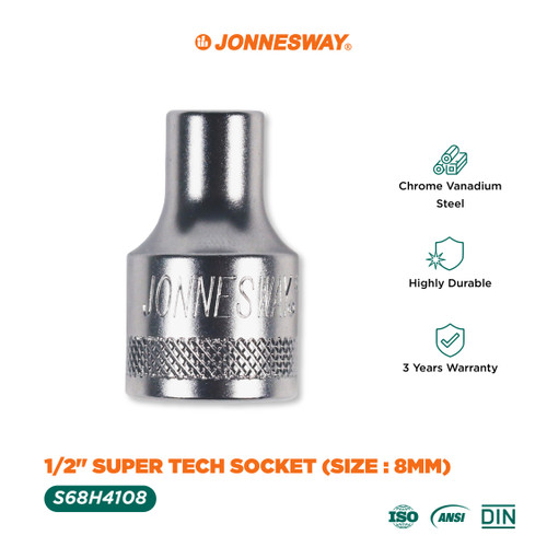 [S68H4] Jonnesway 1/2" SUPER TECH SOCKET (SIZE : 8MM)-S68H4108