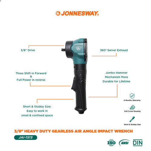 [JAI-1513] Jonnesway 3/8" SQ.DR HEAVY DUTY GEARLESS AIR ANGLE IMPACT WRE JAI-1513