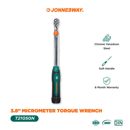 [T21050N] Jonnesway Micrometer Torque Wrench 3/8" Kunci Momen - T21050N