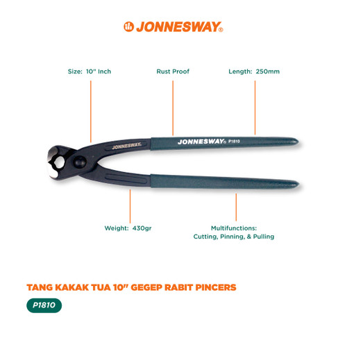 [P1810] Jonnesway Tang Kakak Tua 10" Gegep Rabit Pincers - P1810
