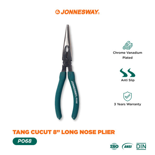 [P068] Jonnesway Tang Cucut 8" Long Nose Plier - P068