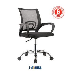 [EZO.0602507] Informa G Zaki Kursi Kantor Sandaran Rendah - Hitam Tempat Duduk Kerja Dengan Roda Office Chair Kursi Mesh Staff Karyawan Furniture Indoor Kantor