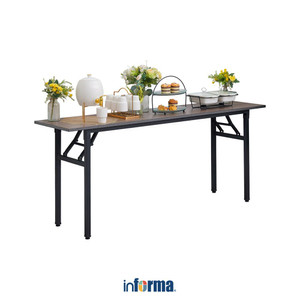 [EZO.0602257] Informa 150X45X75 cm Yard Meja Lipat - Abu-Abu Meja Serbaguna Folding Table Multifunctional Foldable Desk Picnic Table Furniture House
