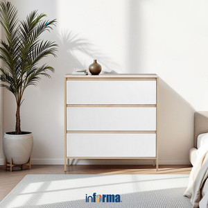 [EZO.0601945] Informa Blade Laci Penyimpanan 3 Tingkat - Cokelat Oak/putih Laci Kabinet Serbaguna Cabinet Penyimpanan Indoor Multifunctional Drawer Storage Furniture Rumah