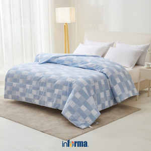 [EZO.0602452] Informa 240X210 cm Bed Cover Yael - Biru Selimut Ranjang Motif Pelapis Tempat Tidur Blanket Aksesoris Tempat Tidur