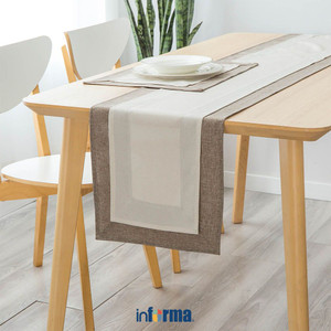 [EZO.0601406] Informa Set 5 Pcs Table Runner & Tatakan Piring Linen - Cokelat