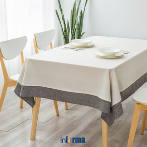 [EZO.0601414] Informa 140X220 cm Taplak Meja Linen Border - Abu-Abu