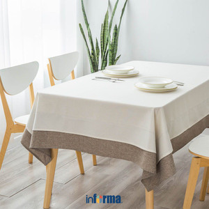 [EZO.0601415] Informa 140X220 cm Taplak Meja Linen Border - Cokelat Taupe
