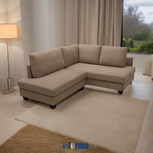 [EZO.0602420] Informa Bryn Sofa L Sectional Fabric - Cokelat Tempat Duduk Empuk Sofa Bentuk L Ruang Tamu Furniture Indoor Rumah Fabric Couch
