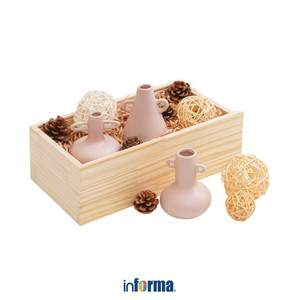 [EZO.0602829] Informa 32.7x18.5x12.5 Cm Set 3 Pcs Vas - Krem