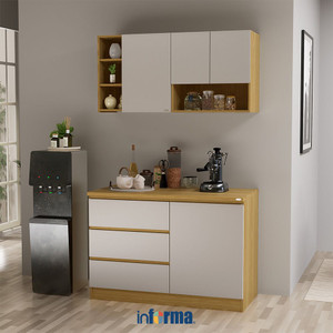 [EZO.0602881] Informa 1.2 Mtr Ivy Ii Kitchen Set - Putih / Cokelat Oak