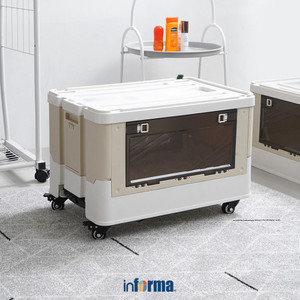 [EZO.0601839] Informa 52.5X36X31.5 cm Gian Kotak Penyimpanan Dengan Roda - Krem