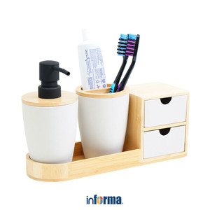 [EZO.0602657] Informa Levi Kabinet Sepatu 3 Tingkat - Putih/Cokelat Kayu