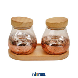 [EZO.0601916] Informa Set 2 Pcs Kalee Stoples Kaca Dengan Nampan