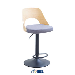 [EZO.0602351] Informa Aucy Kursi Bar Natural Bar Stool Kursi Kafe Bartending Dengan Sandaran Furniture Ruang Makan
