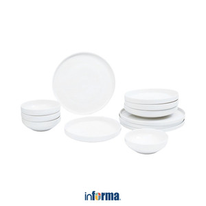 [EZO.0601934] Informa Appetite Gorin Set 12 Pcs Perlengkapan Makan - Putih Dinner Set Plate Aesthetic Eating Utensils Peralatan Makan Set Piring Gelas Mangkok