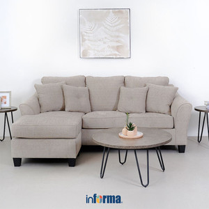 [EZO.0601947] Informa Ashley Abney Sofa L Sectional Fabric Kanan - Cokelat Muda Tempat Duduk Empuk Sofa Bentuk L Ruang Tamu Furniture Indoor Rumah Fabric Couch