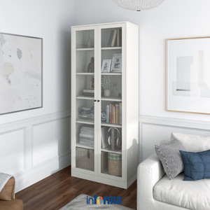 [EZO.0602534] Informa Logan Rak Buku Pintu Kaca - Putih Bookshelf Books Storage Cabinet Kabinet Tempat Buku Dan Majalah Rak Pajangan Serbaguna