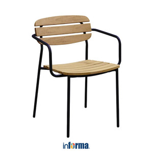[EZO.0602459] Informa Frolley Kursi Berlengan - Hitam Arm Chair Cafe Restaurant Chair Kursi Ruang Tamu Tempat Duduk Serbaguna
